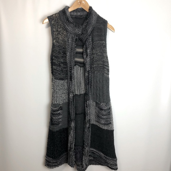 Karffany Sweaters - Karffany wool blend knit patchwork duster vest SzM